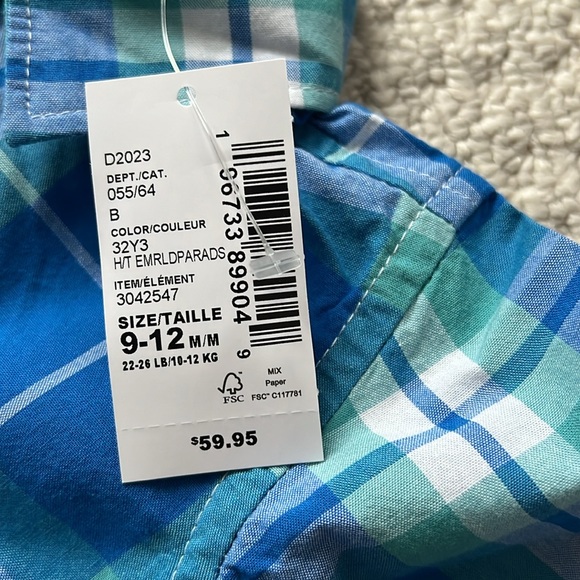 NWT - Plaid Poplin 2 piece outfit set.  Size 9-12 months. - Picture 9 of 9